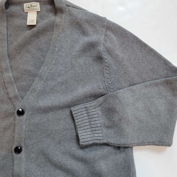 L.L. Bean Gray Grandpa V-Neck Cardigan Sweater size Large - Picture 9 of 16